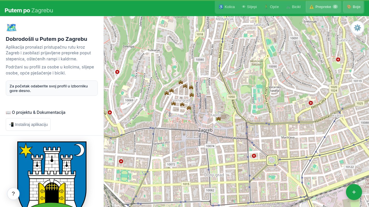 Putem po Zagrebu aplikacija